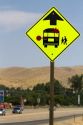 School bus stop road sign along highway 55 in Idaho, USA.