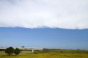 The leading edge of a cold front approaching blue sky in central Michigan, USA.