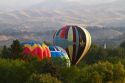 Hot air balloons ready for flight in Ann Morrison Park in Boise, Idaho, USA.