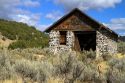 Out building constructed of stone and mortar along Interstate 84 near the Idaho and Utah borders, USA.