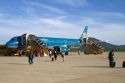 Vietnam Airlines airbus at the Lien Khuong Airport in Central Highlands region of Vietnam.