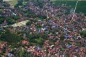 Aerial view of the countryside and housing near Hanoi, Vietnam.