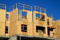 Wood construction of a new apartment building in Boise, Idaho, USA.