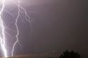 Lightning strike in the sky above Boise, Idaho, USA.