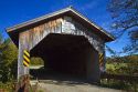 Hopkins Covered Bridge crossing the Trout River in Enosburg, Vermont, USA.
