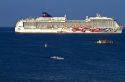 The Pride of America cruise ship at anchor off the coast at Kailua-Kona on the Big Island of Hawaii, USA.