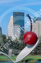 Spoon bridge and cherry in the sculpture garden at the Walker Art Center in Minneapolis, Minnesota.