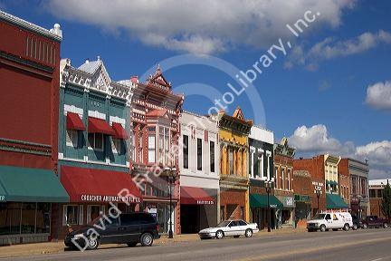 Main street with store fronts at Ottawa, Kansas.