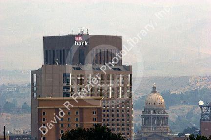 Smoke from forest fires pollute the air in Boise, Idaho. August 2006.