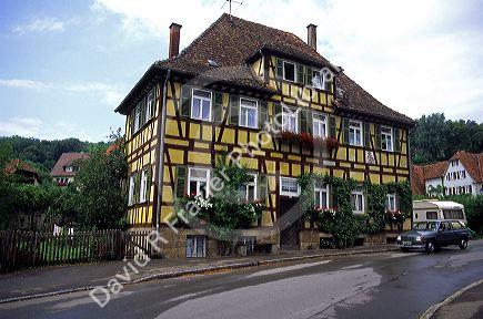 Split tibered house in Germany.