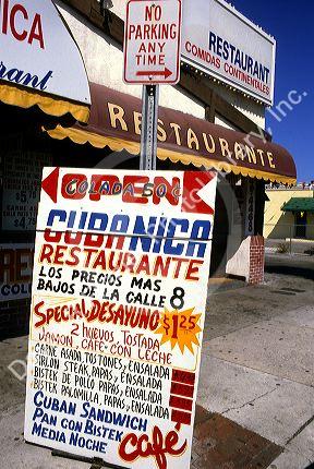 Cuban store front and signage in Little Havana, Miami, Florida.