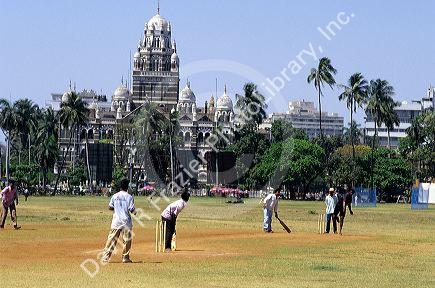 Indians play a game of cricket in Mumbai Bombay, India.