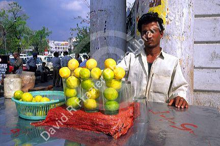 A lemonade street vendor in India.