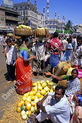 Market scene in Bangalore, India.