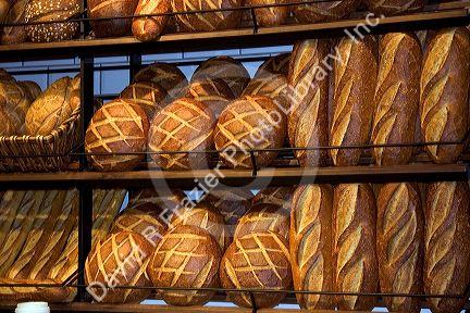 A rack of sourdough bread at the San Francisco airport.
