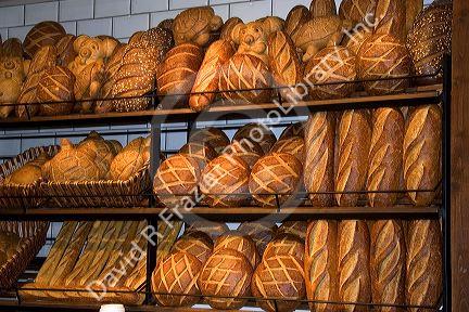 A rack of sourdough bread at the San Francisco airport.