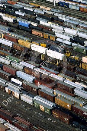 Railroad switchyard in East St. Louis, Illinois.