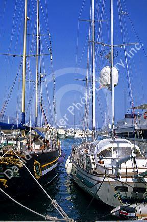 Sailboats docked at Puerto Banus, Spain.