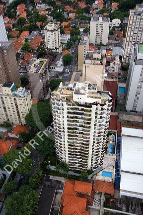 Aerial view of high rise buildings in Sao Paulo, Brazil.