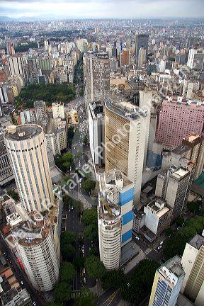 Aerial view of high rise buildings in Sao Paulo, Brazil.