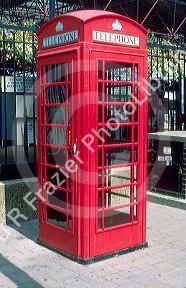 Red telephone booth in London, England.