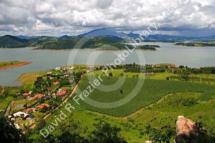Countryside and reservoir near Sao Paulo, Brazil.
