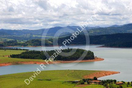 Reservoir and countryside near Sao Paulo, Brazil.