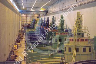 Turbines inside the John Day Dam. The dam on the Columbia River between Oregon and Washington is operated by Bonneville Power Administration.