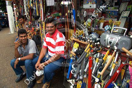 Street vendors selling tools in Manaus, Brazil.
