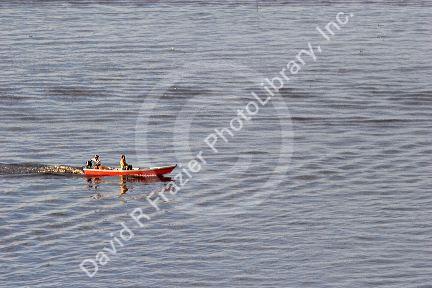 Boating on the Amazon River at Manaus, Brazil.