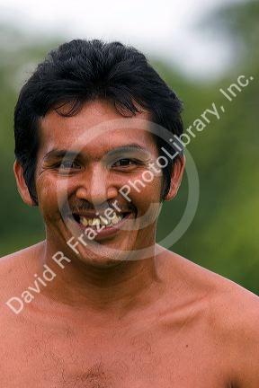 Portrait of a brazilian man in the Amazon jungle near Manaus, Brazil.