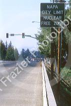 Nuclear free zone sign at the city limit of Napa, California.