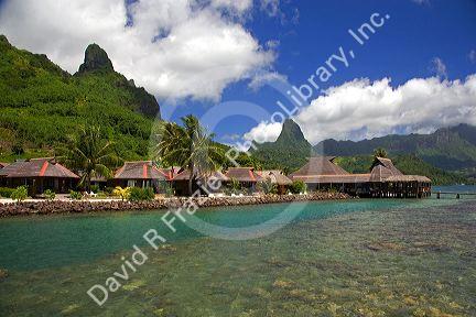 The Kaveka Hotel with bungalows on the island of Moorea.