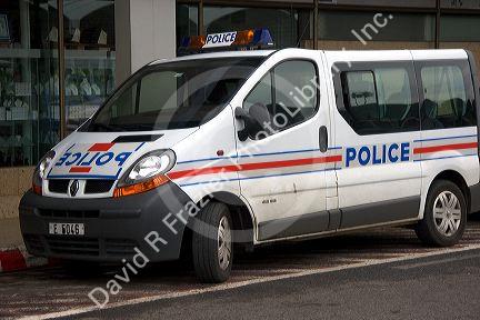 A police vehicle on the island of Tahiti.