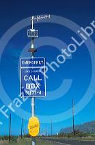 Solar powered telephone call box along the highway in Hawaii.