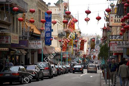 Grant Street scene in Chinatown, San Francisco, California.