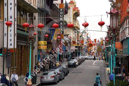 Grant Street scene in Chinatown, San Francisco, California.