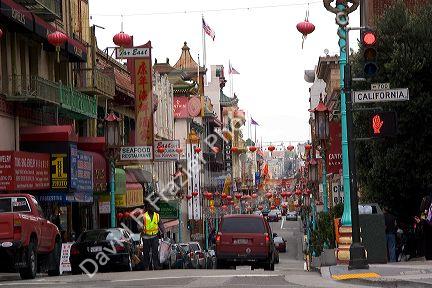 Grant Street scene in Chinatown, San Francisco, California.
