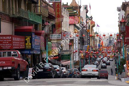 Grant Street scene in Chinatown, San Francisco, California.
