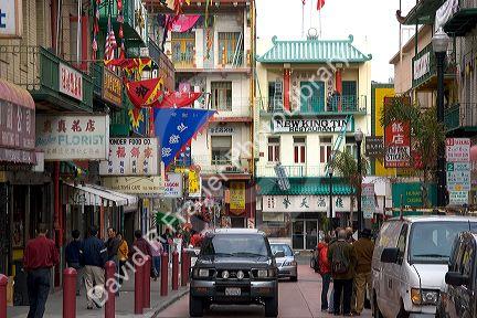 Street scene in Chinatown, San Francisco, California.