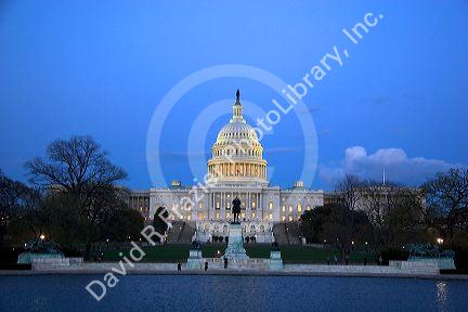 The United States Capitol Building at dusk in Washington, D.C.