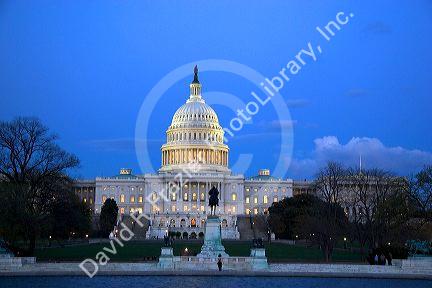 The United States Capitol Building at dusk in Washington, D.C.