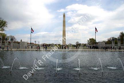 The National World War II Monument and the Washington Monument in Washington, D.C.