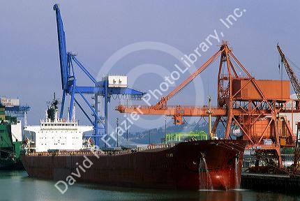 Bulk cargo ship at the Port of Tacoma, Washington.