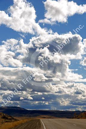 Springtime clouds over U.S. Highway 95 near Jordan Valley, Oregon.