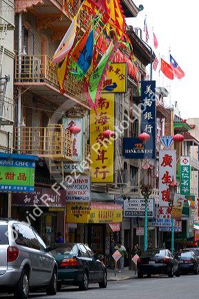 Street scene in Chinatown, San Francisco, California.