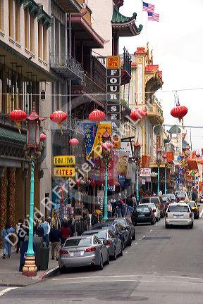 Grant Street scene in Chinatown, San Francisco, California.