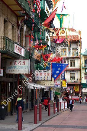 Street scene in Chinatown, San Francisco, California.