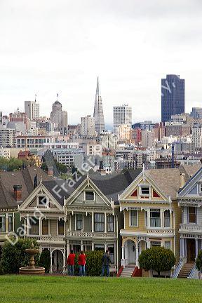 Victorian housing near Alamo Park in San Francisco, California.