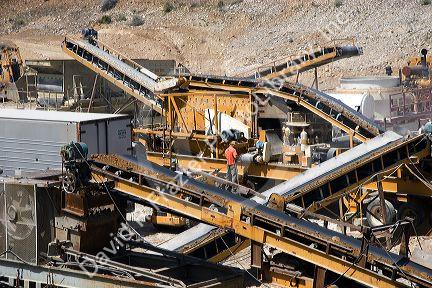 Rock crusher with conveyor belts at a gravel pit near Emmett, Idaho.